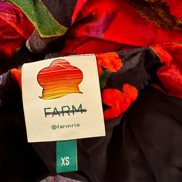 New FARM Rio Flower Season Crushed Velvet Dress Size Extra Small XS - Picture 5 of 5